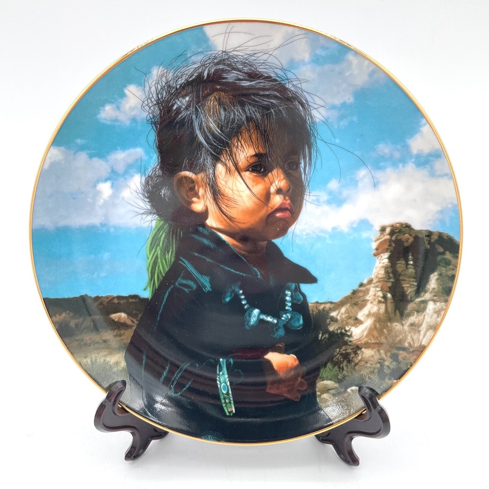 Hamilton Collection Navajo Little One Ray Swanson Plate Unisex 8.5in Blue EX